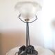 Vintage lamp frosted basin foot with floral decoration design 60s - 70s