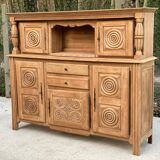 2-part Breton sideboard renovated in solid raw oak 200cm