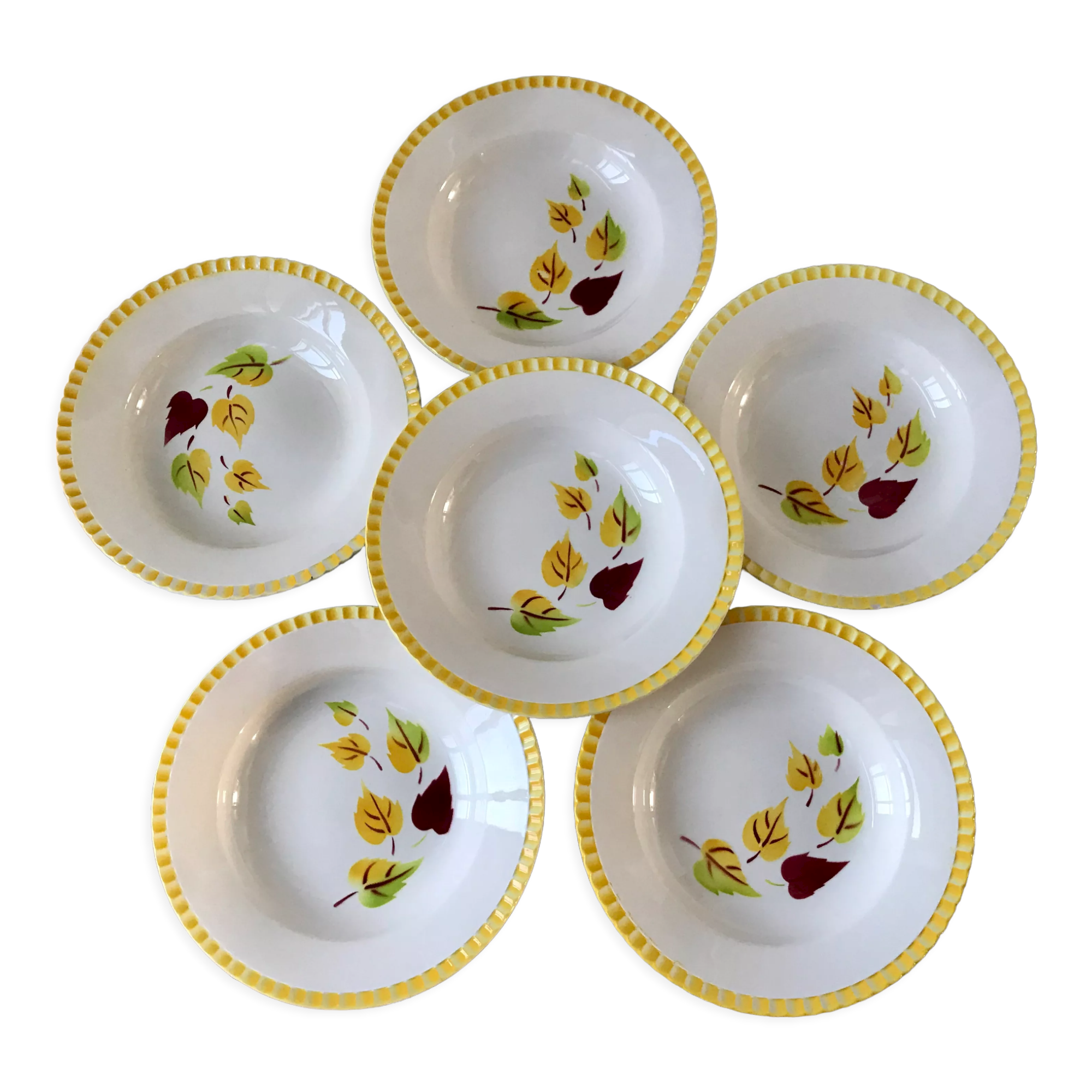 Lot of 6 hollow plates Digoin Sarreguemines model "Alouette" years 30-40