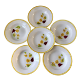 Lot de 6 assiettes creuses Digoin Sarreguemines modèle "Alouette" années 30-40