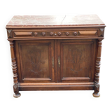 Henri II two-door sideboard in solid wood and marble