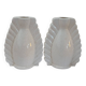 Duo de vases en céramique blanche craquelée Néo Art Déco France