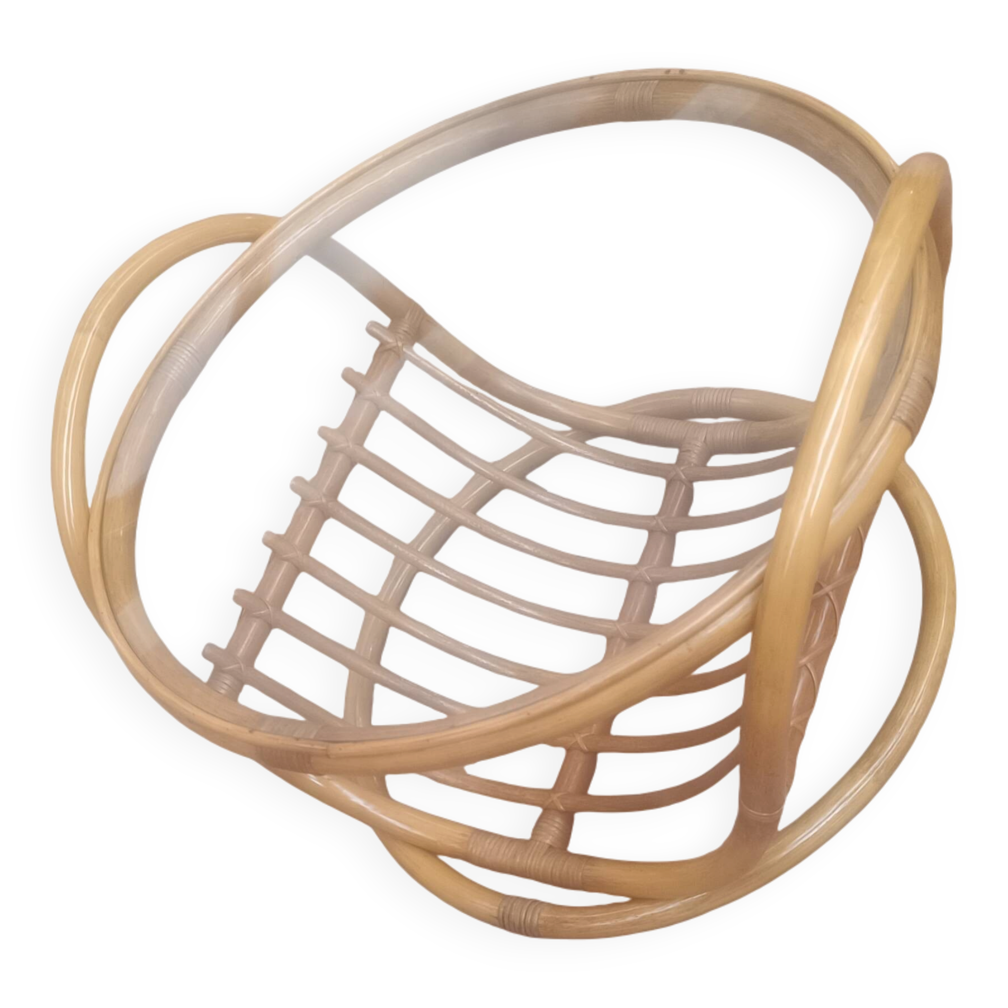 Round bamboo and glass table