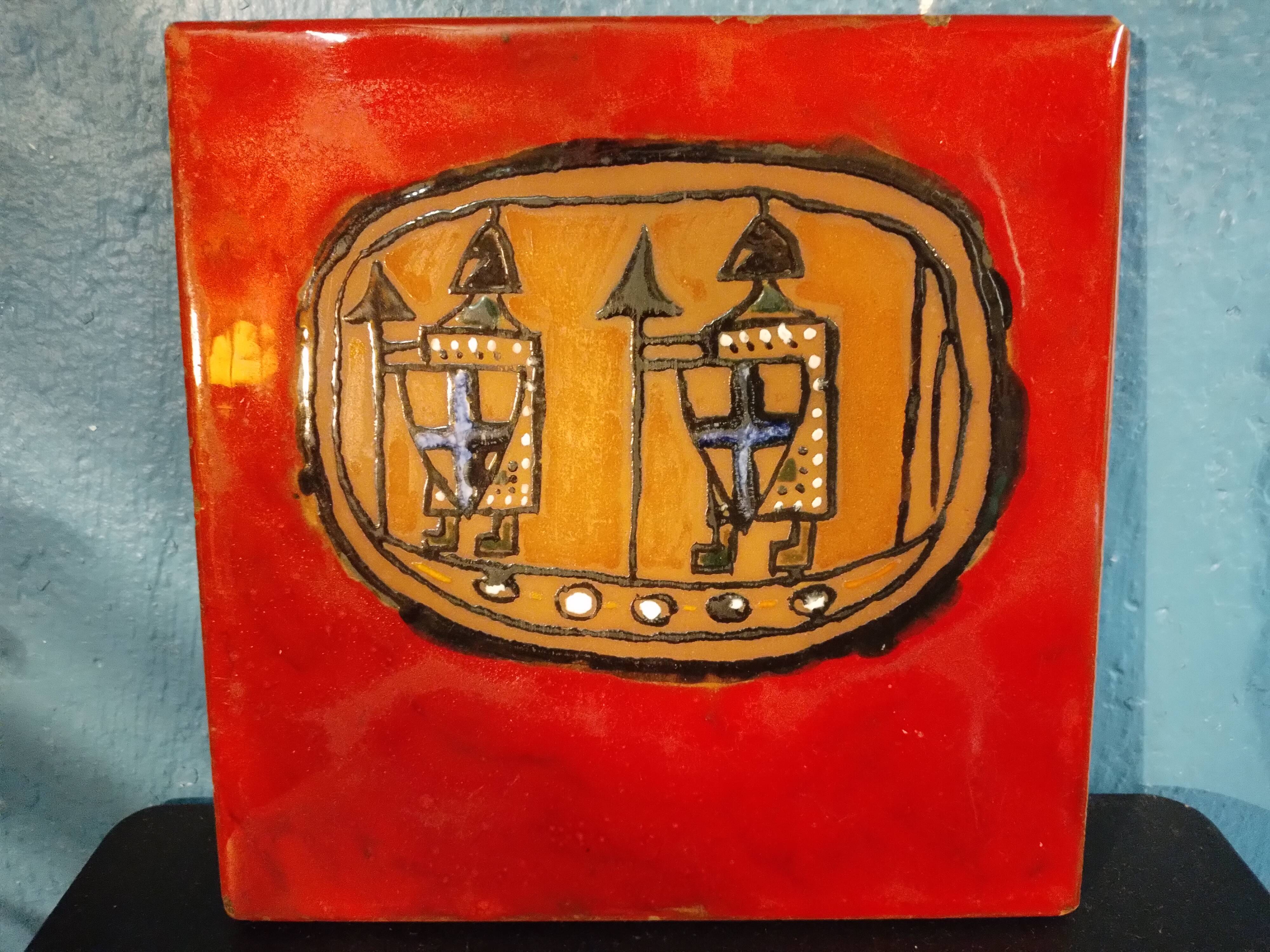 Ceramic tile "Templars" Italy 1960s