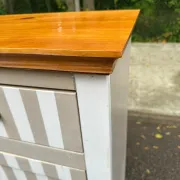 Shabby chic wardrobe sideboard — Striped pattern & solid wood 1990