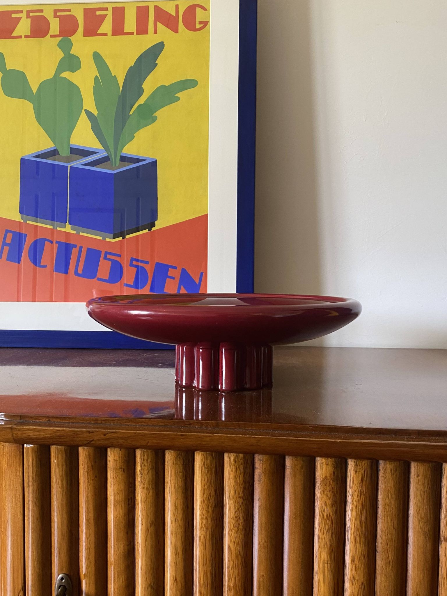 Paul Millet, Modern red vide poche / centerpiece, Sevres France 1930s