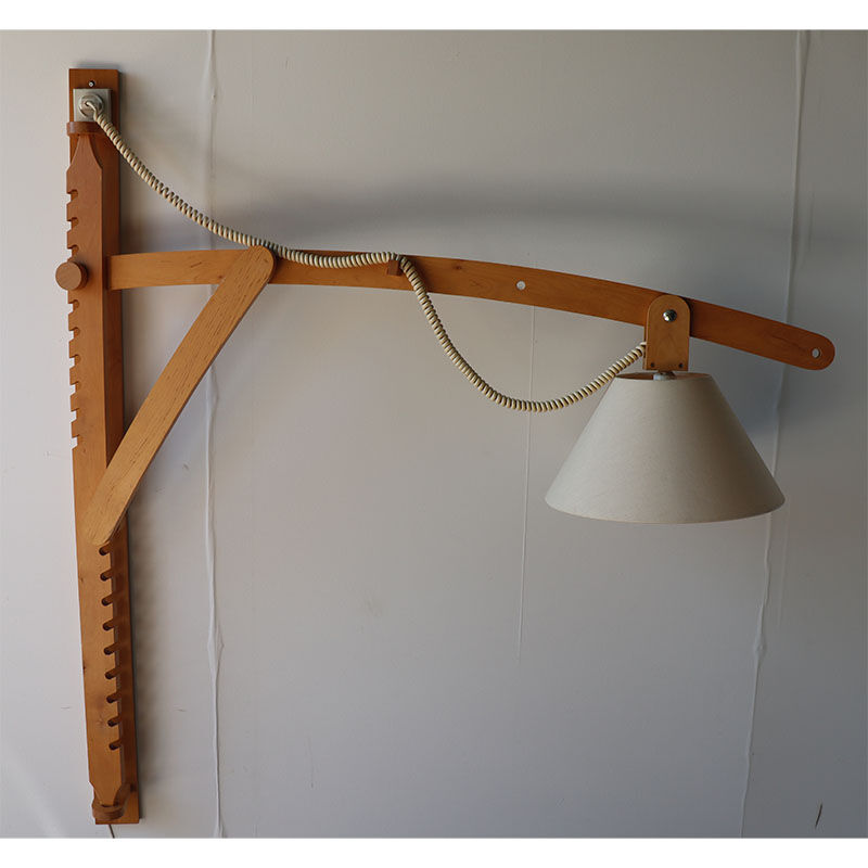 Adjustable Scandinavian wooden wall lamp
