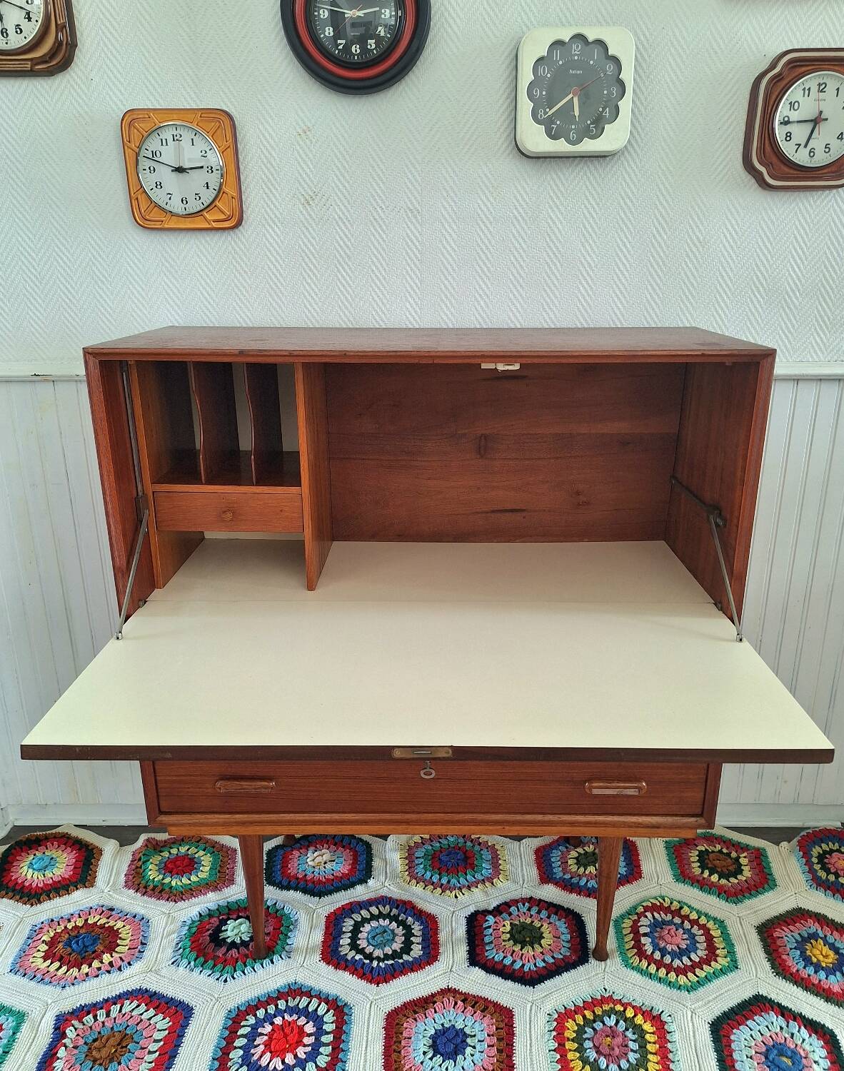Vintage Teak Secretary Furniture, Antique Desk