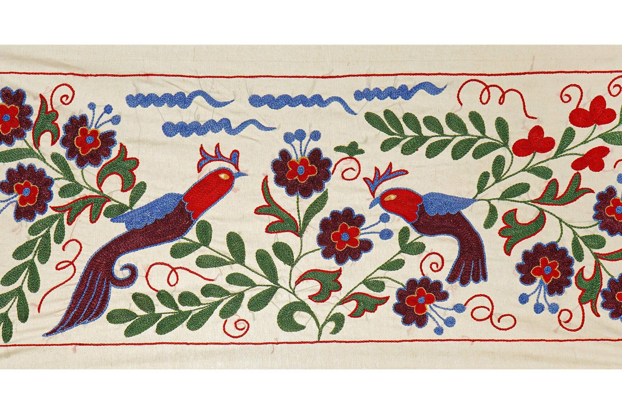 Vintage hand-embroidered tablecloth 44x98 cm