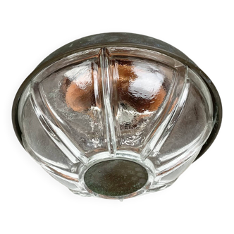 Unique brutalist boom copper and glass wall light by bega lights, germany, 1980s