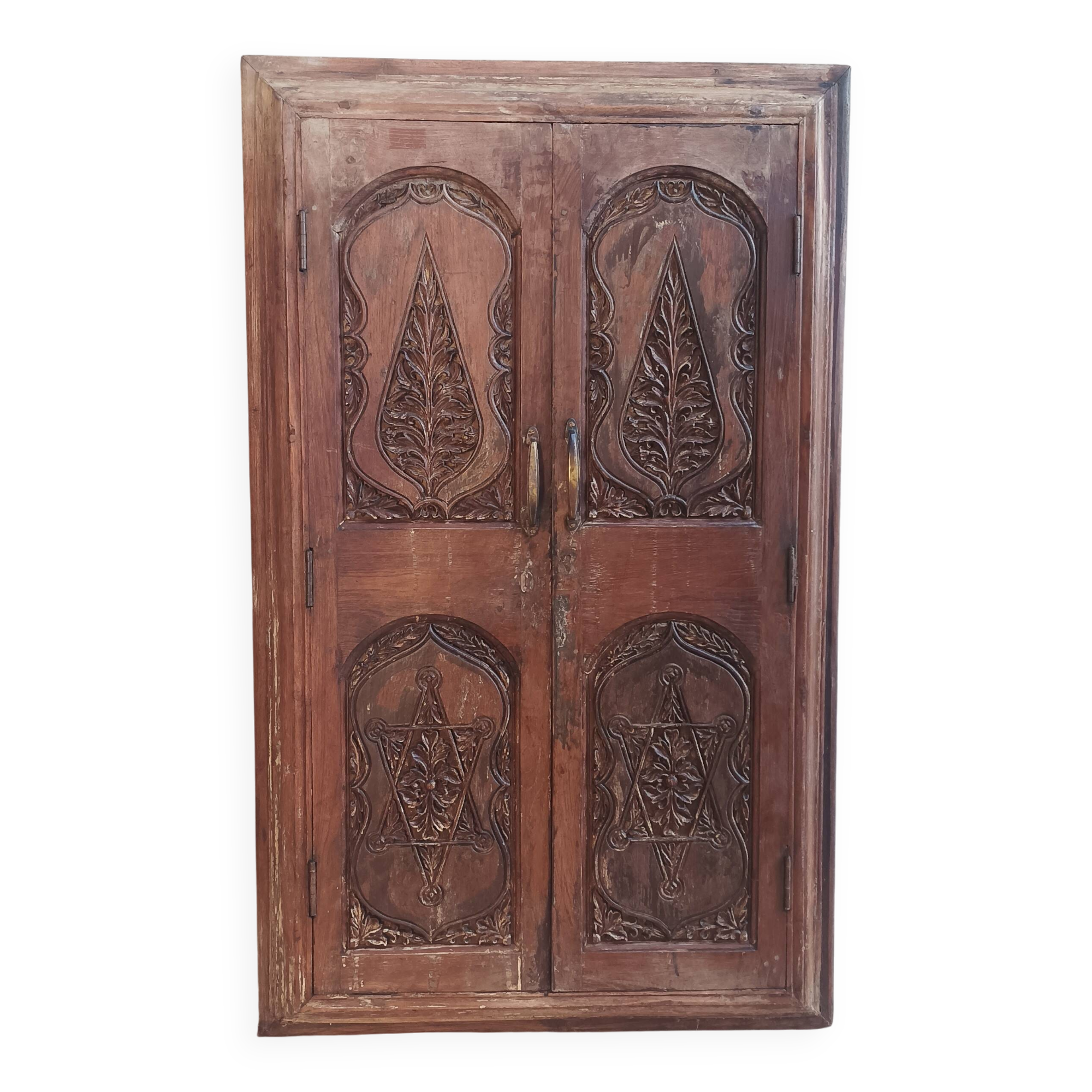 Old cupboard doors, beech wall bookcase (1)