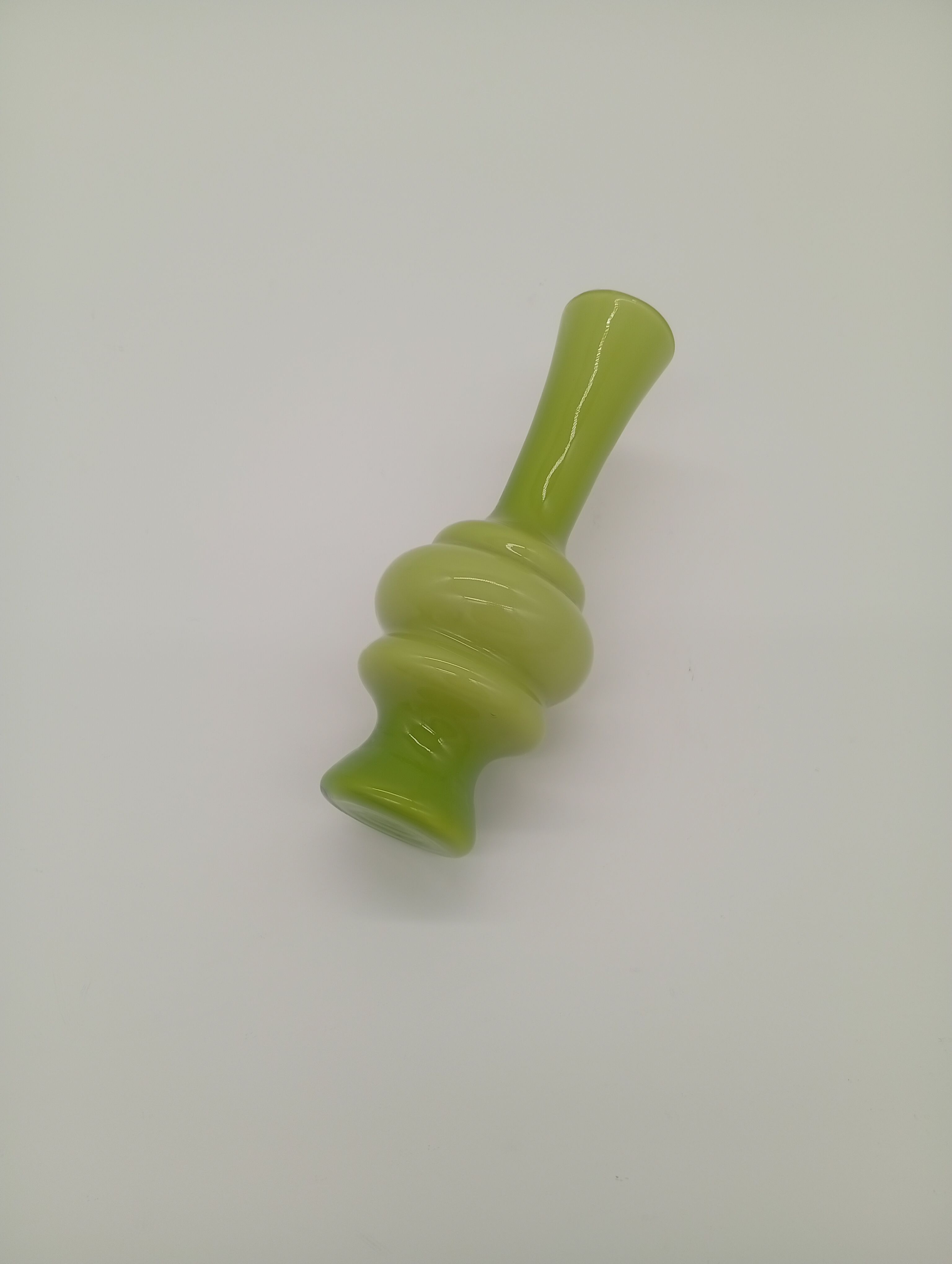 Green Ribbed Hooped Opaline Glass Vintage Space Age Vase 70s 80s Murano