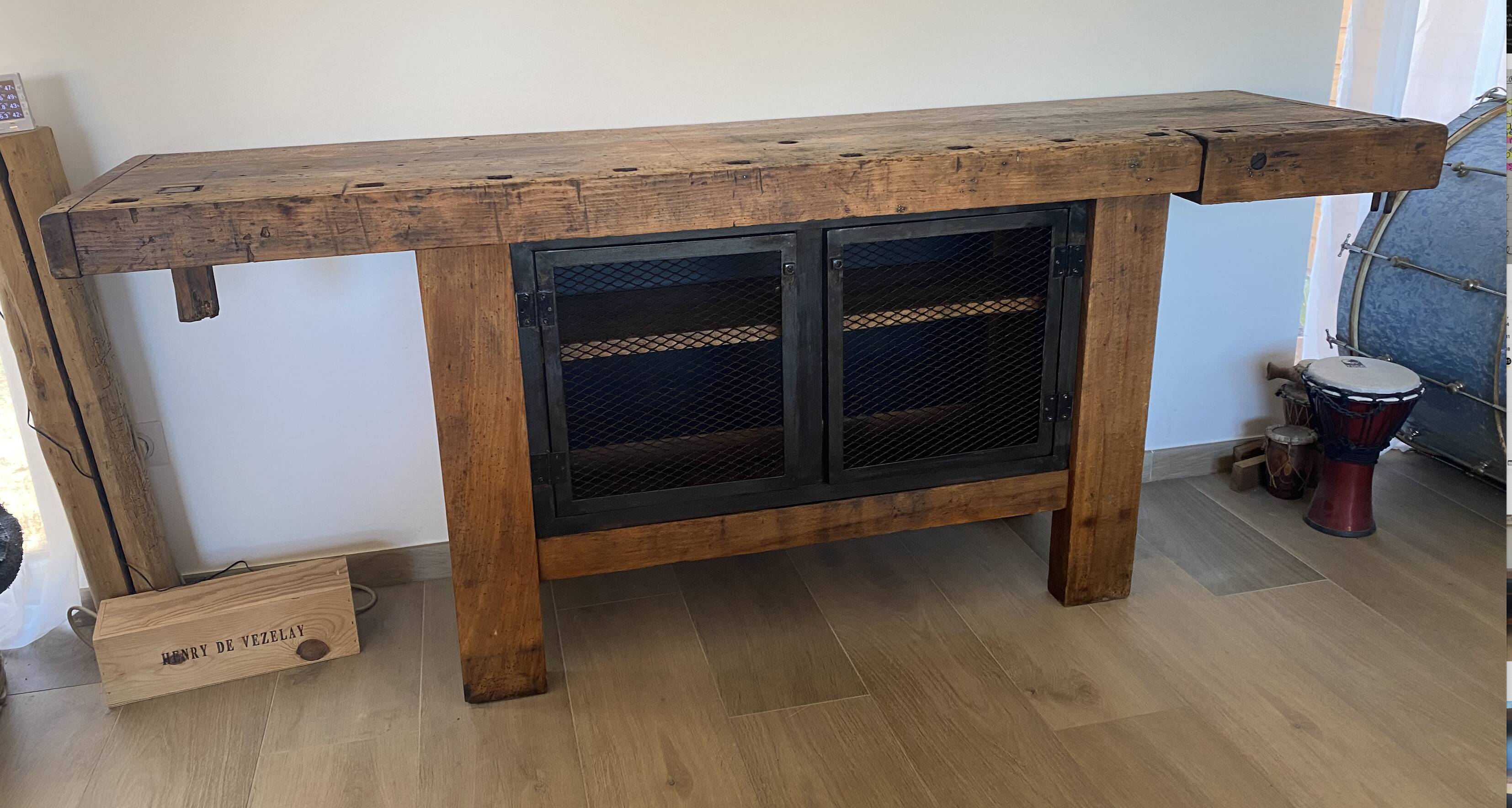 Restored and customised carpenter's workbench