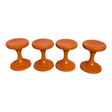 Set of 4 Vintage Mushroom Stool “Jurček” by Meblo, Retro Orange 1960s – Spa
