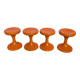 Ensemble de 4 tabourets vintage en forme de champignon “Jurček” par Meblo, orange rétro des années 1960 – Spa