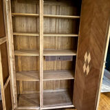 Vintage Art Deco wardrobe in raw wood