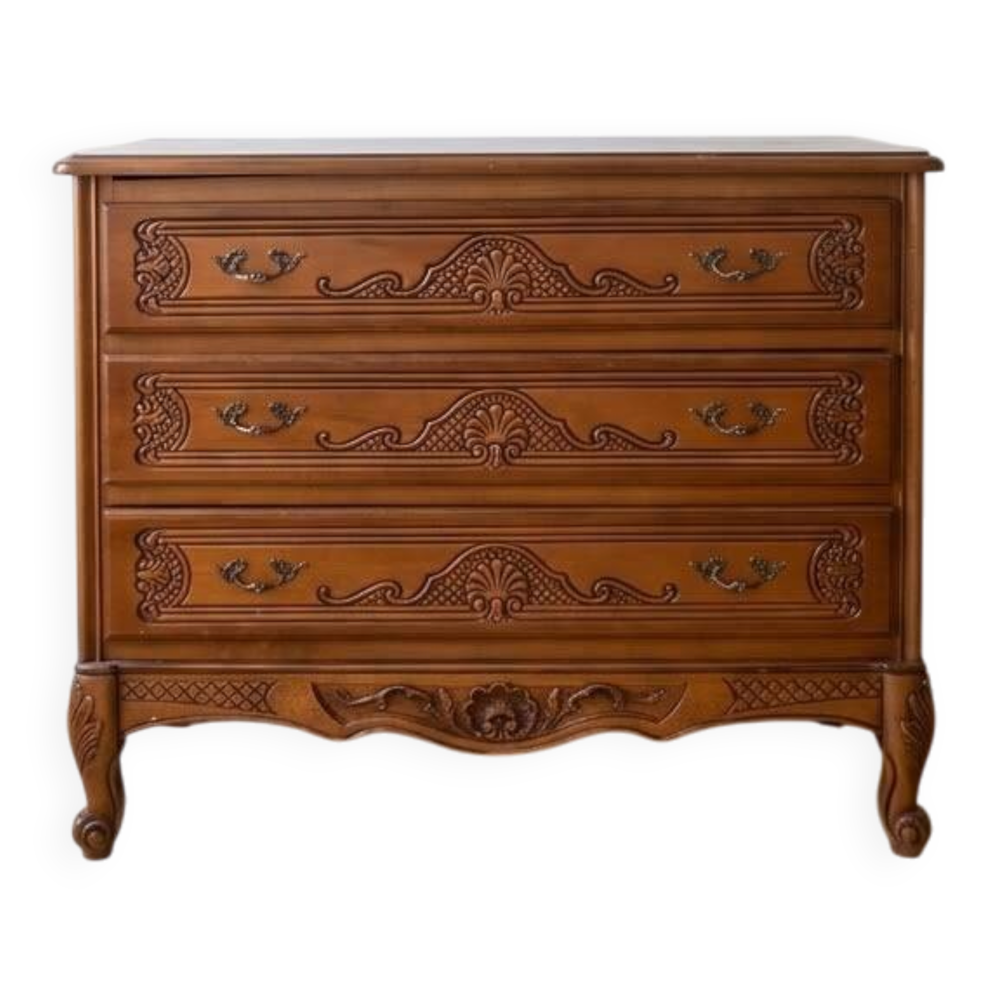 Louis XV style wooden chest of drawers with 3 drawers