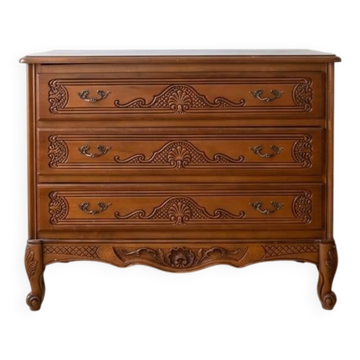 Louis XV style wooden chest of drawers with 3 drawers