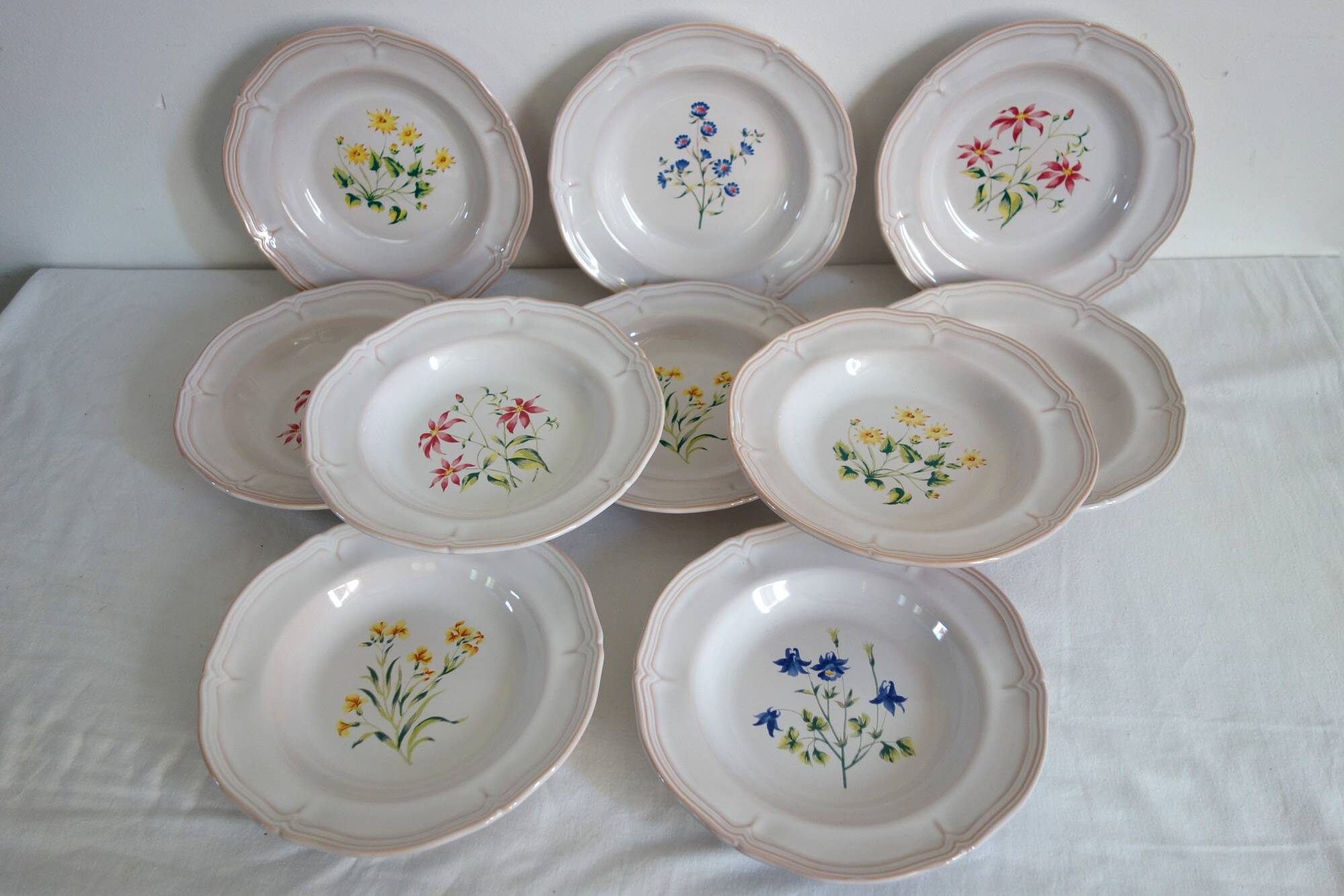 10 deep plates pierre motton for gien circa 1930