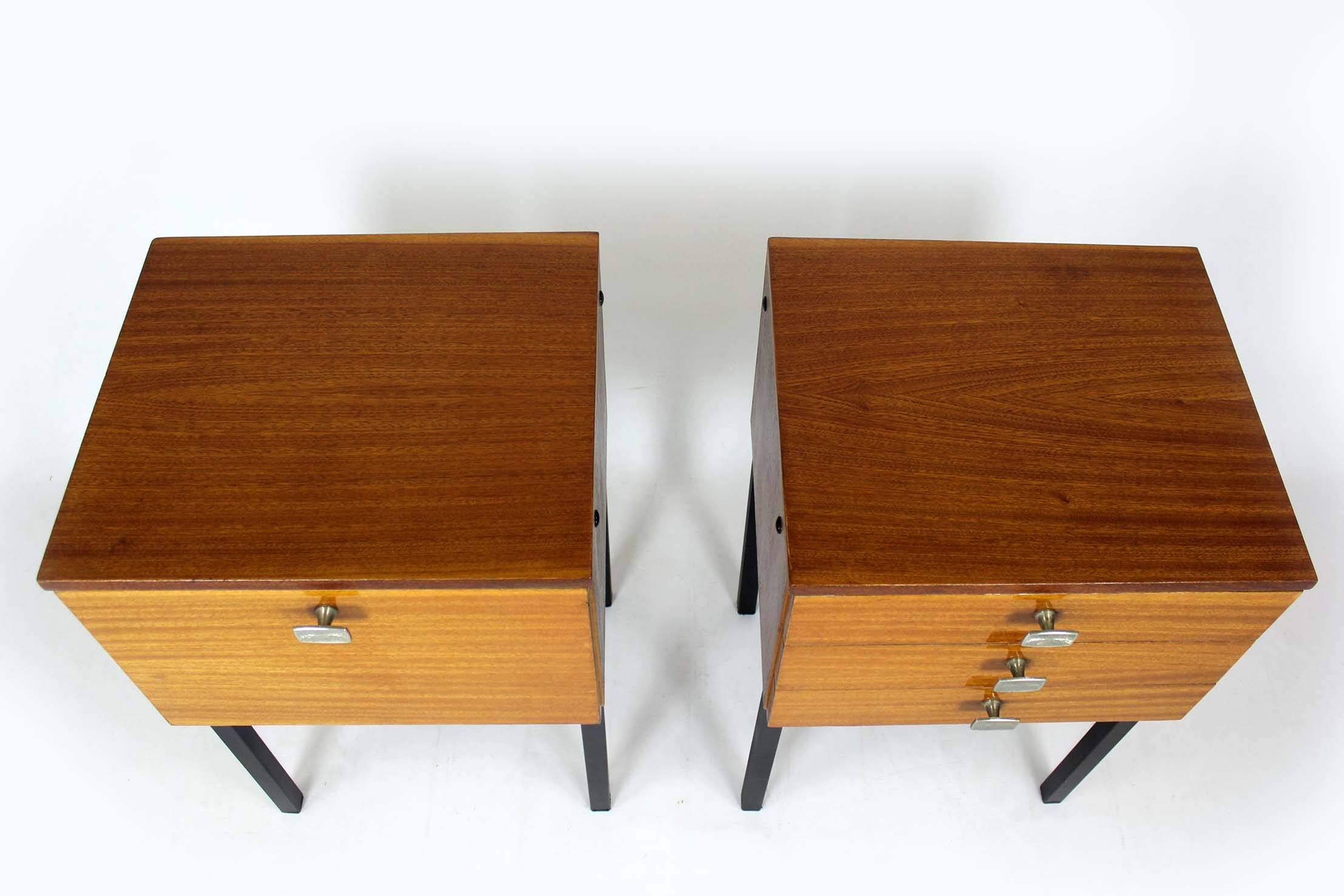 Mid-Century Modern Czechoslovakian Mahogany Nightstands by Up Závody, 1970s