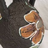 Two-handled vase with enamelled floral decor