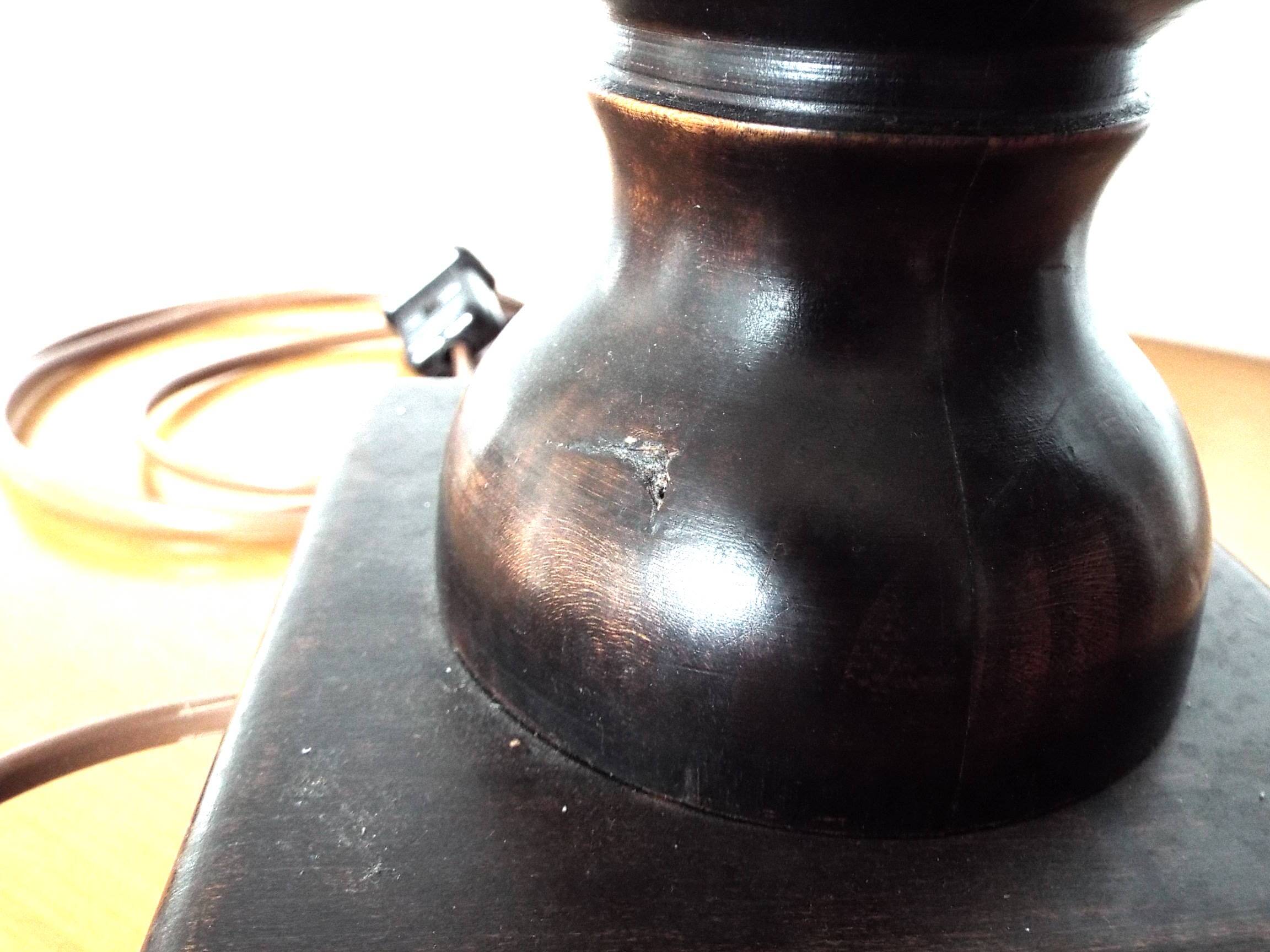 Turned wooden lamp base H44cm