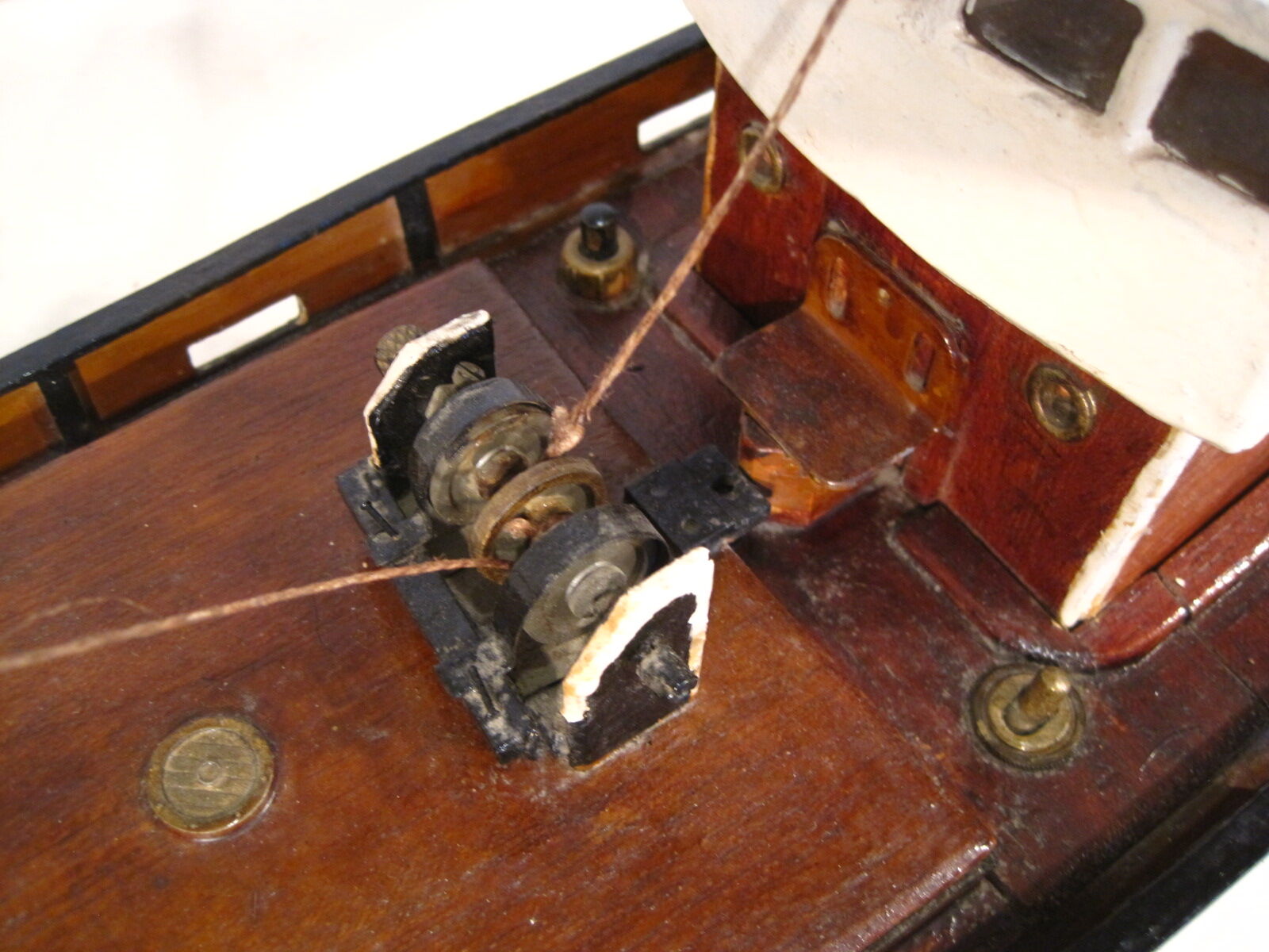 Artisanal wooden model, basin boat, motor toy, fishing trawler