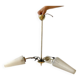 1960s tulip and spike chandelier with 3 lights