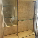 Library, vintage glass and gold aluminium display case, 1980s.