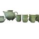 Vintage mint green tea set: teapot and 6 cups.