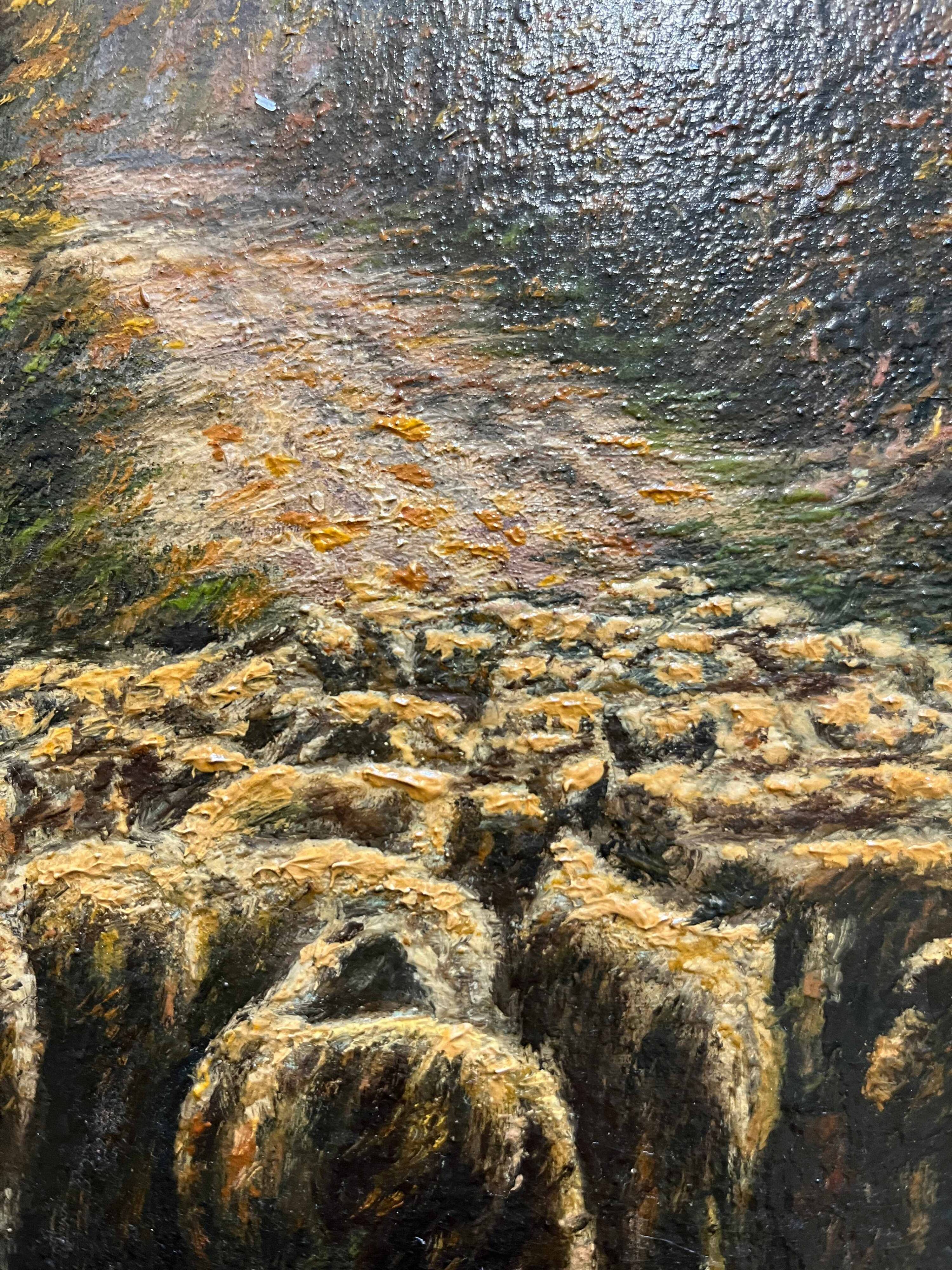 Painting HST "Landscape with Sheep" signed by Lucien Michon (born in 1887)