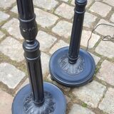 Set of 2 wooden floor lamps