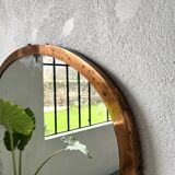 Large antique mercury mirror in copper-plated metal, 1930