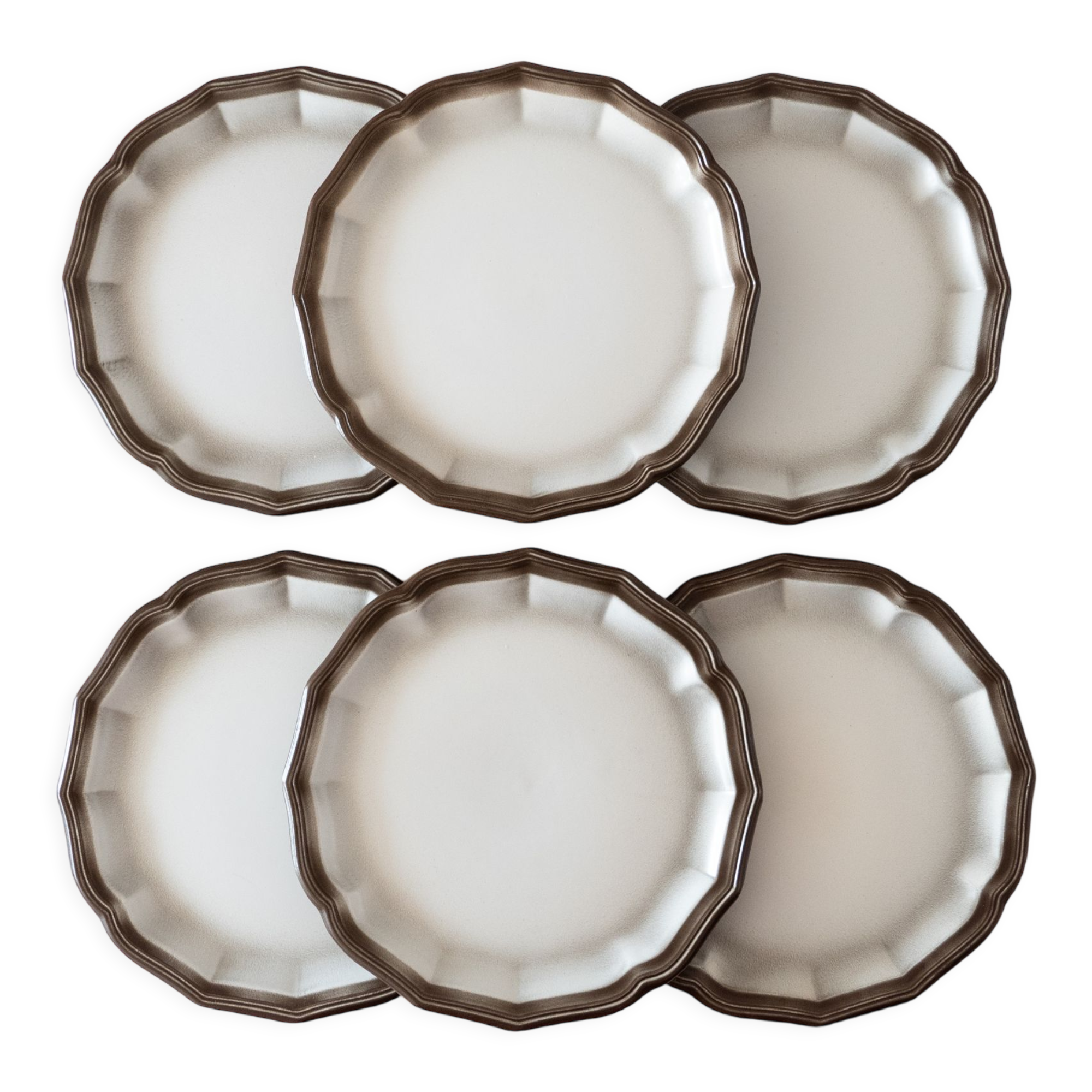 6 assiettes vintage en grès signées Salins les Bains collection "Turenne"