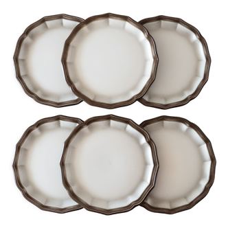 6 assiettes vintage en grès signées Salins les Bains collection "Turenne"