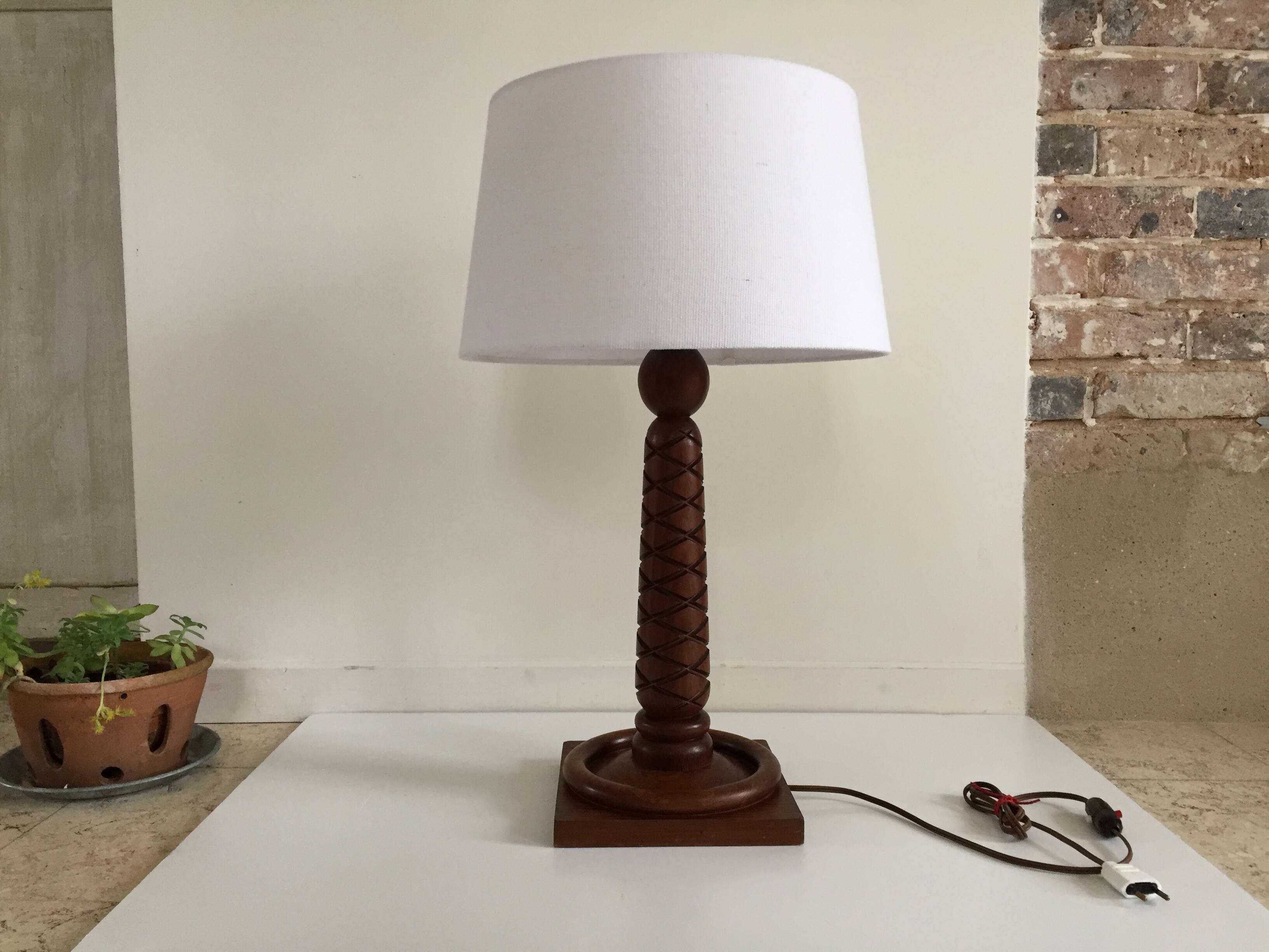 Art deco lamp rosewood carved