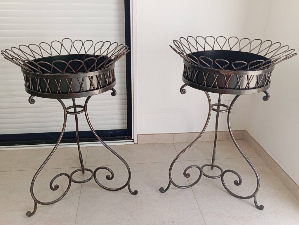 Pair of wrought iron planters