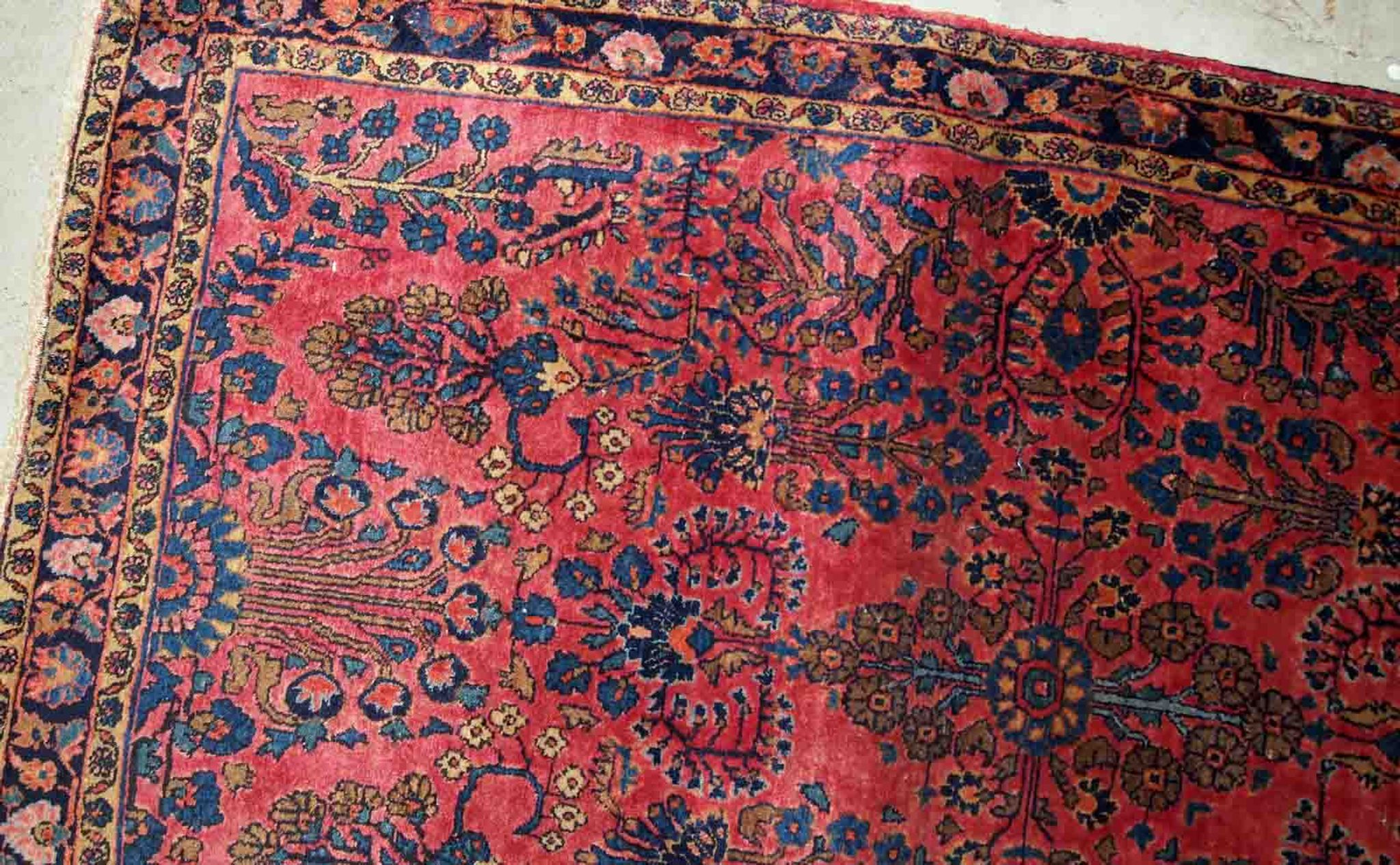 Ancient Persian Sarouk handmade carpet 112cm x 164cm 1920s, 1B748
