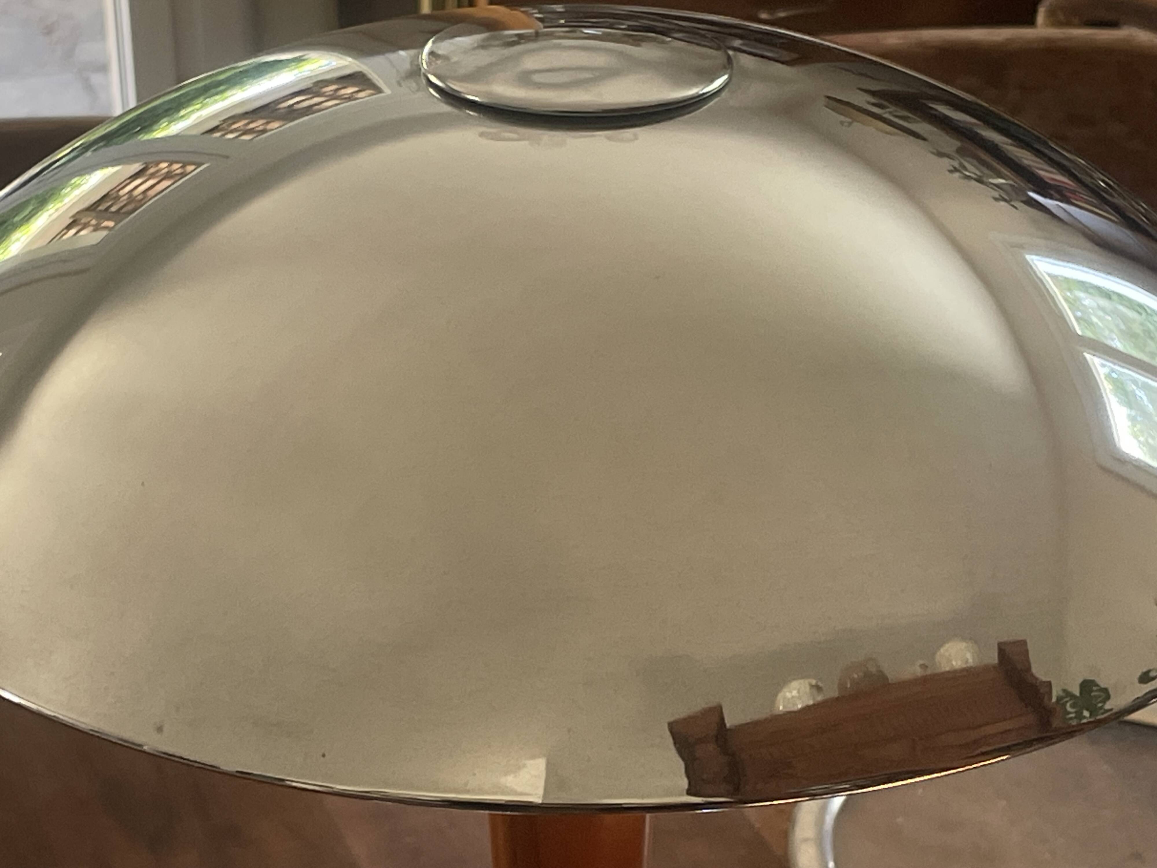 Vintage ship lamp in wood and chrome metal