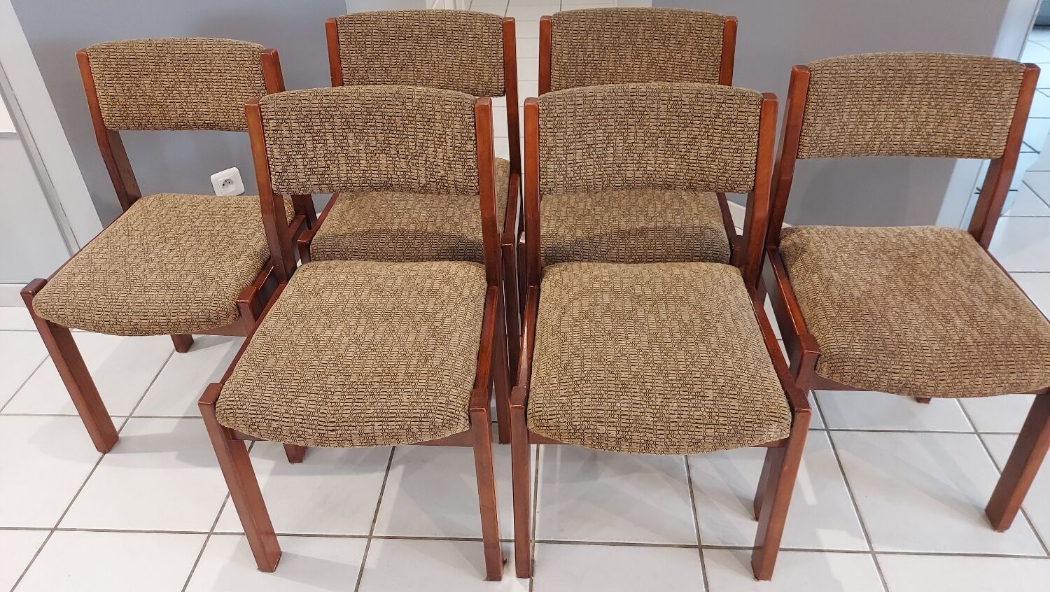 Suite of 6 vintage Baumann dining chairs 1970