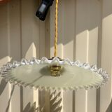 Vintage opaline suspension white wavy threads and gold socket retro firm style