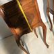 Pair of antique bedside tables with marble top and ceramic niche