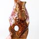 Vallauris fish pitcher vase from the 60s, amber and pink