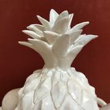 Trompe l'oeil fruit cut in white earthenware by Jean Roger, circa 1960.