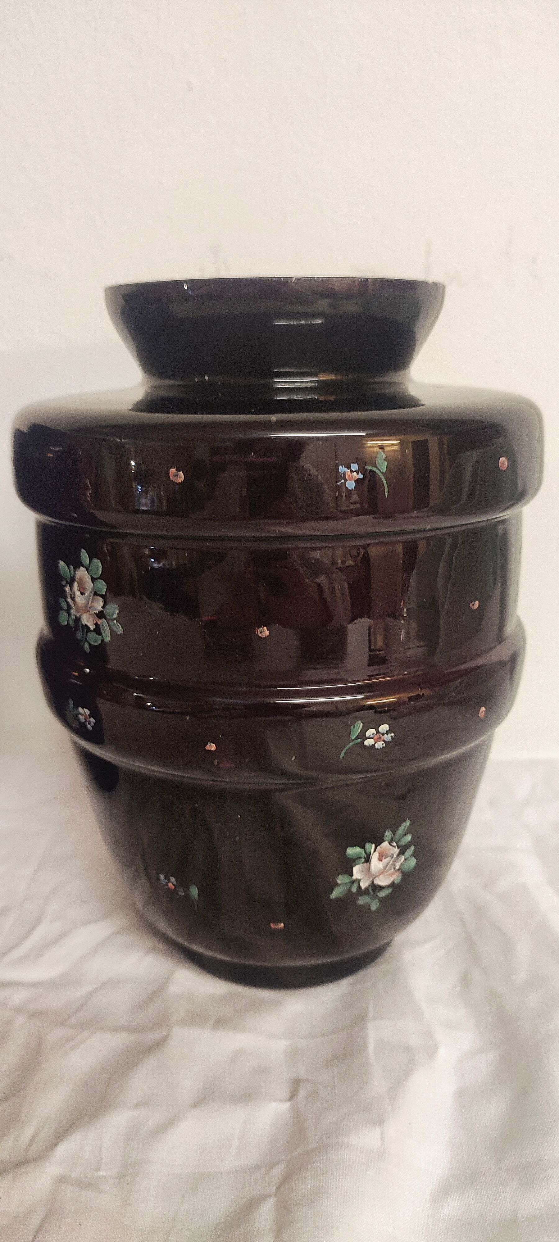 Pair of painted glass vases, France, 1940