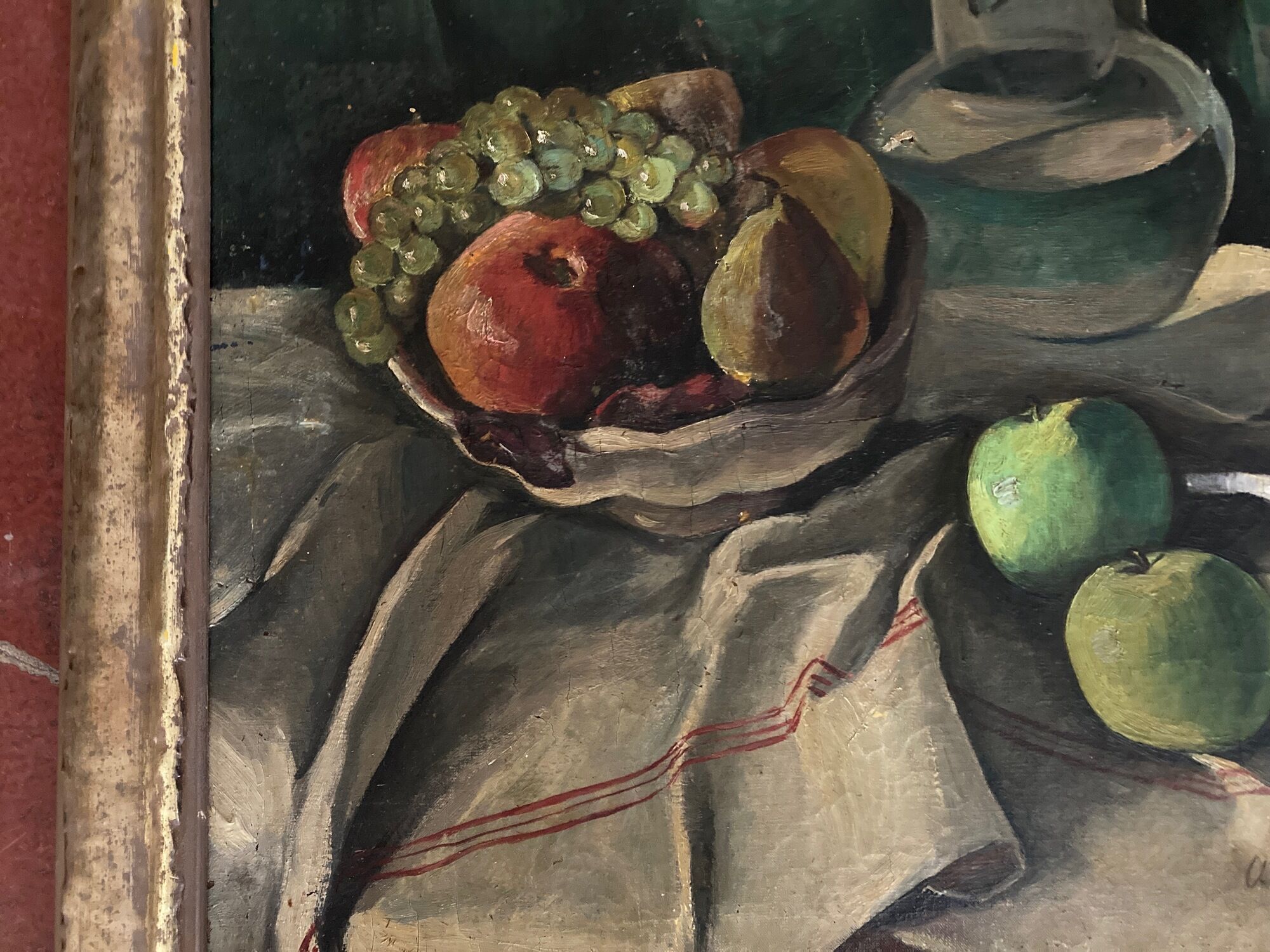 Oil on canvas still life with cubist apples Antoinette Destrem circa 1920
