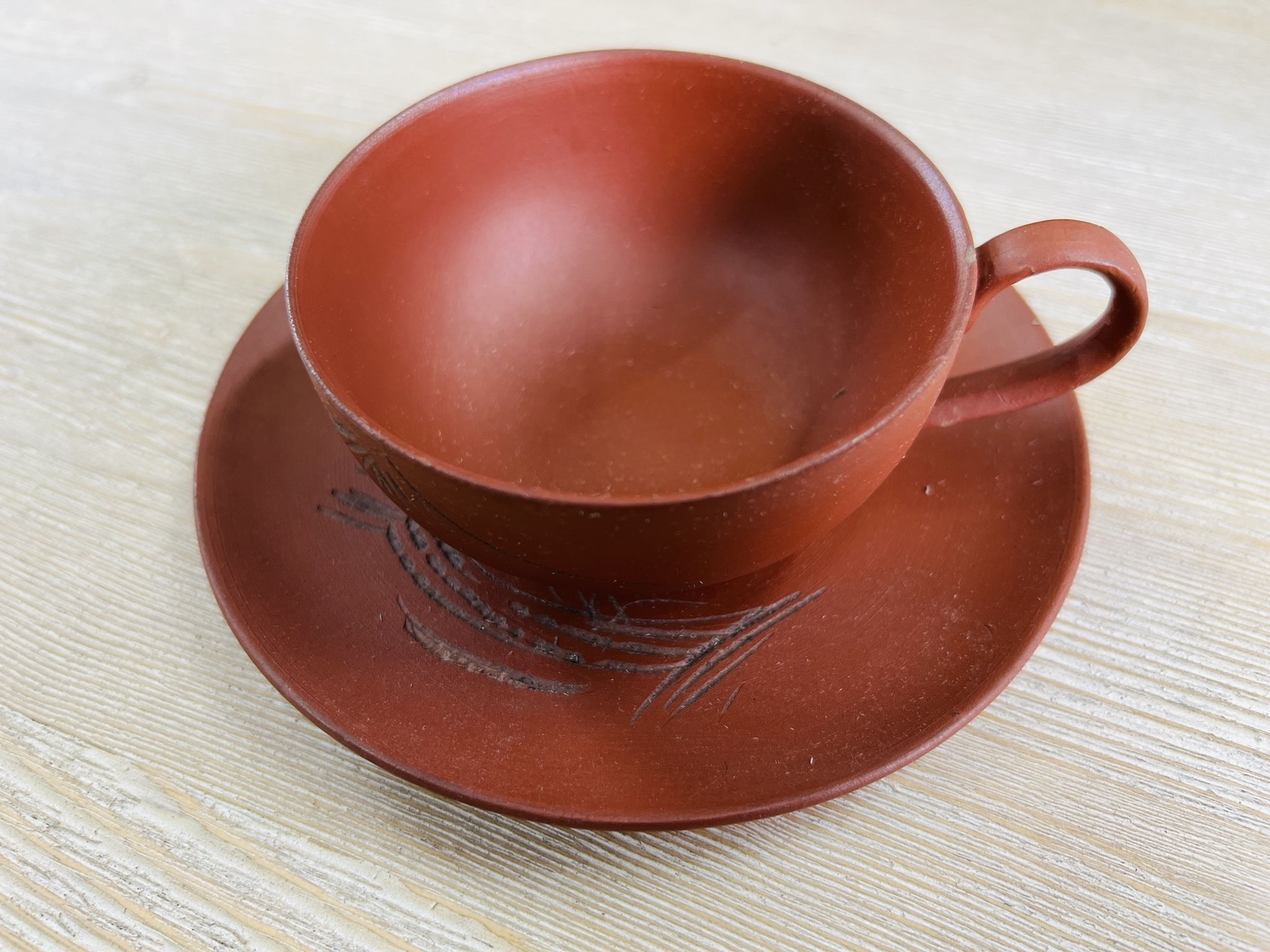 Set of 6 Cups and Japanese Terracotta Saucers