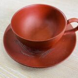 Lot de 6 tasses et soucoupes japonaises en terre cuite