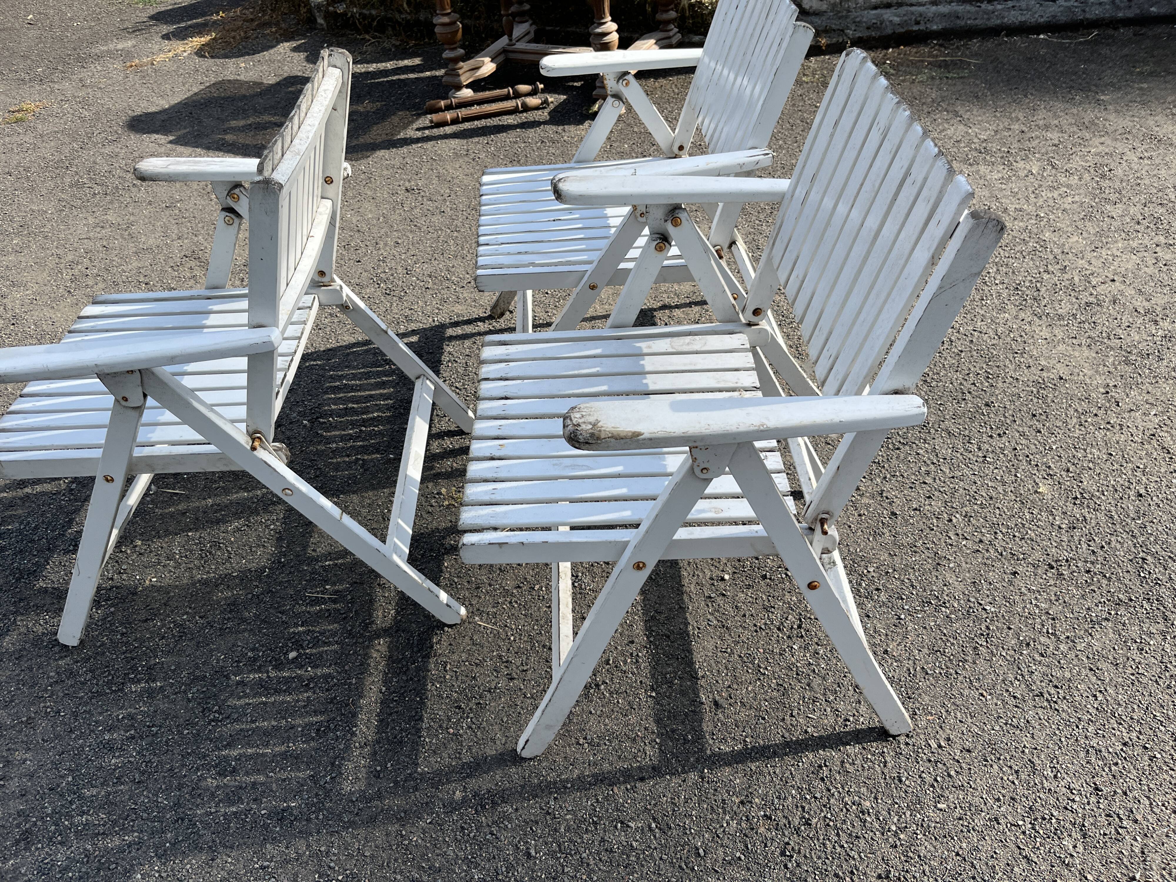 Set of 3 vintage folding garden armchairs