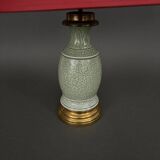 Lampe Napoléon III en céladon vert sur une base en laiton